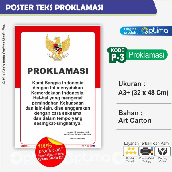Poster Garuda Pancasila UUD 1945 Proklamasi Sumpah Pemuda Butir P4