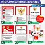 Poster Garuda Pancasila UUD 1945 Proklamasi Sumpah Pemuda Butir P4